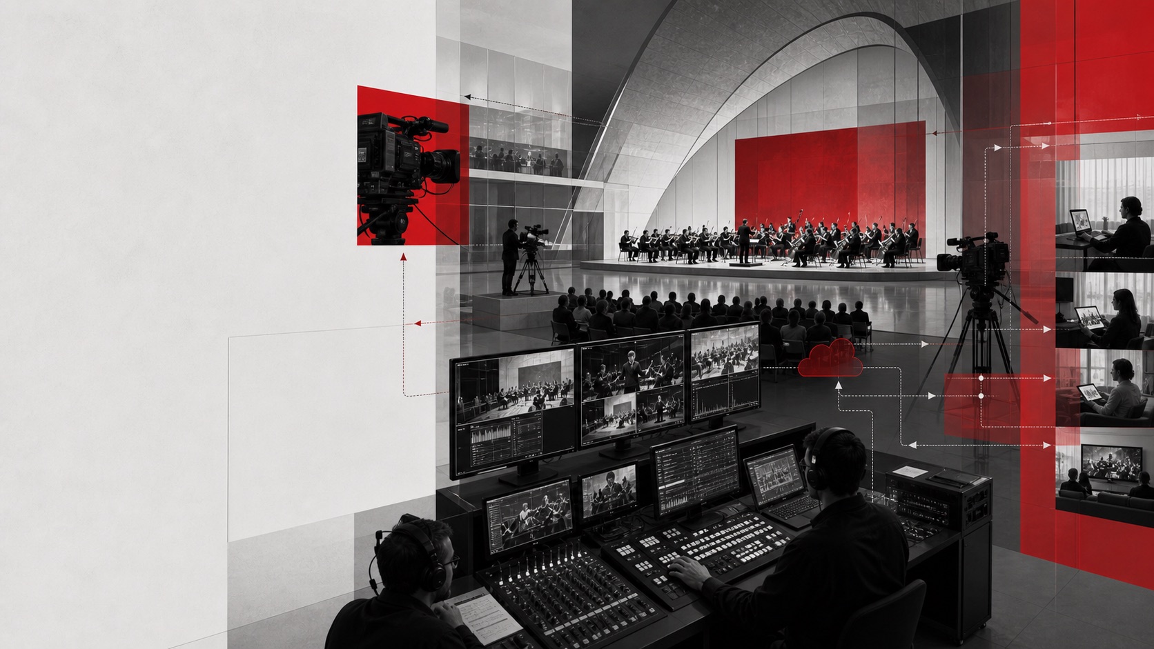 Regia live, orchestra e flussi remoti durante una trasmissione culturale